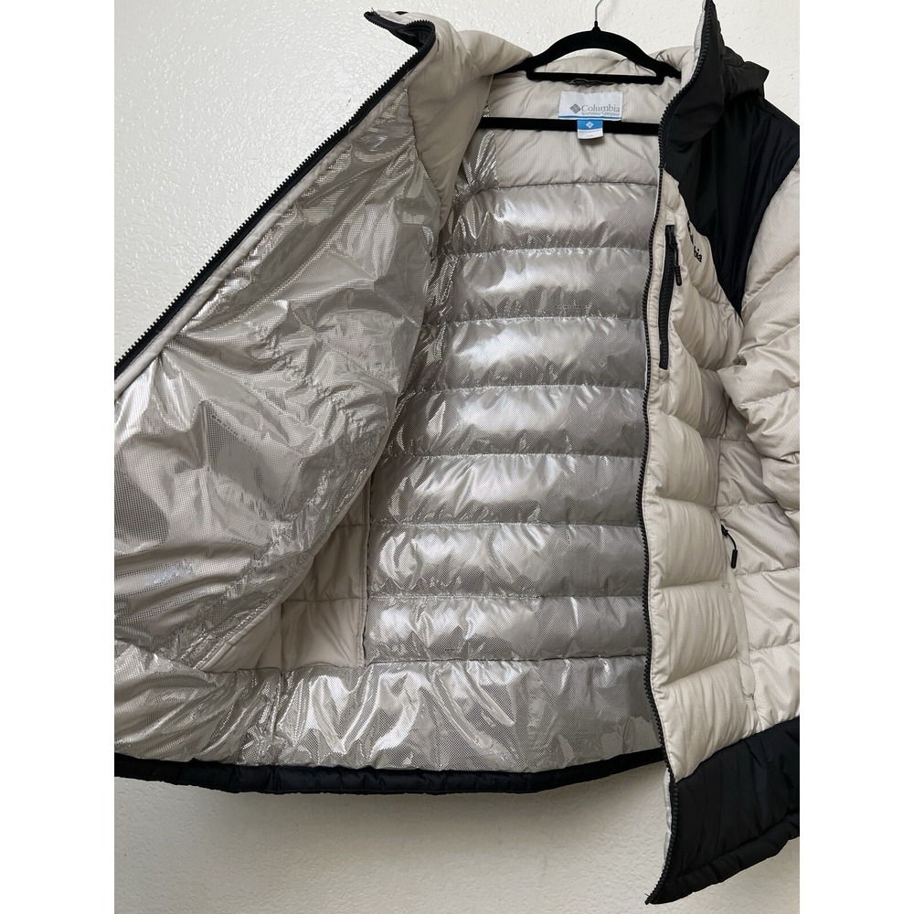 Men's Columbia Autumn Park Down Jacket Omni-Heat Beige Black Winter Size XXL - Picture 8 of 12